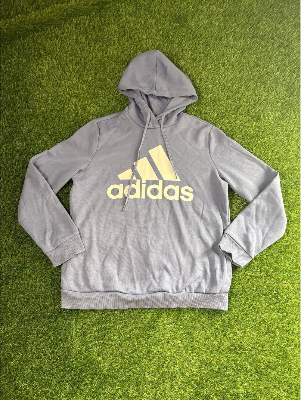 vtg adidas Light Blue Cotton Hoodie, Unisex Adults L